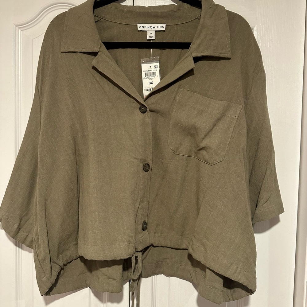 NWT And Now This Tie Front Blouse